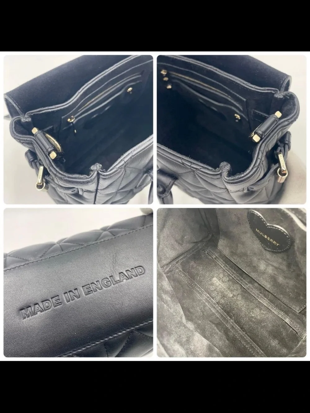 Mulberry Black Quilted Leather Satchel with Gold Hardware